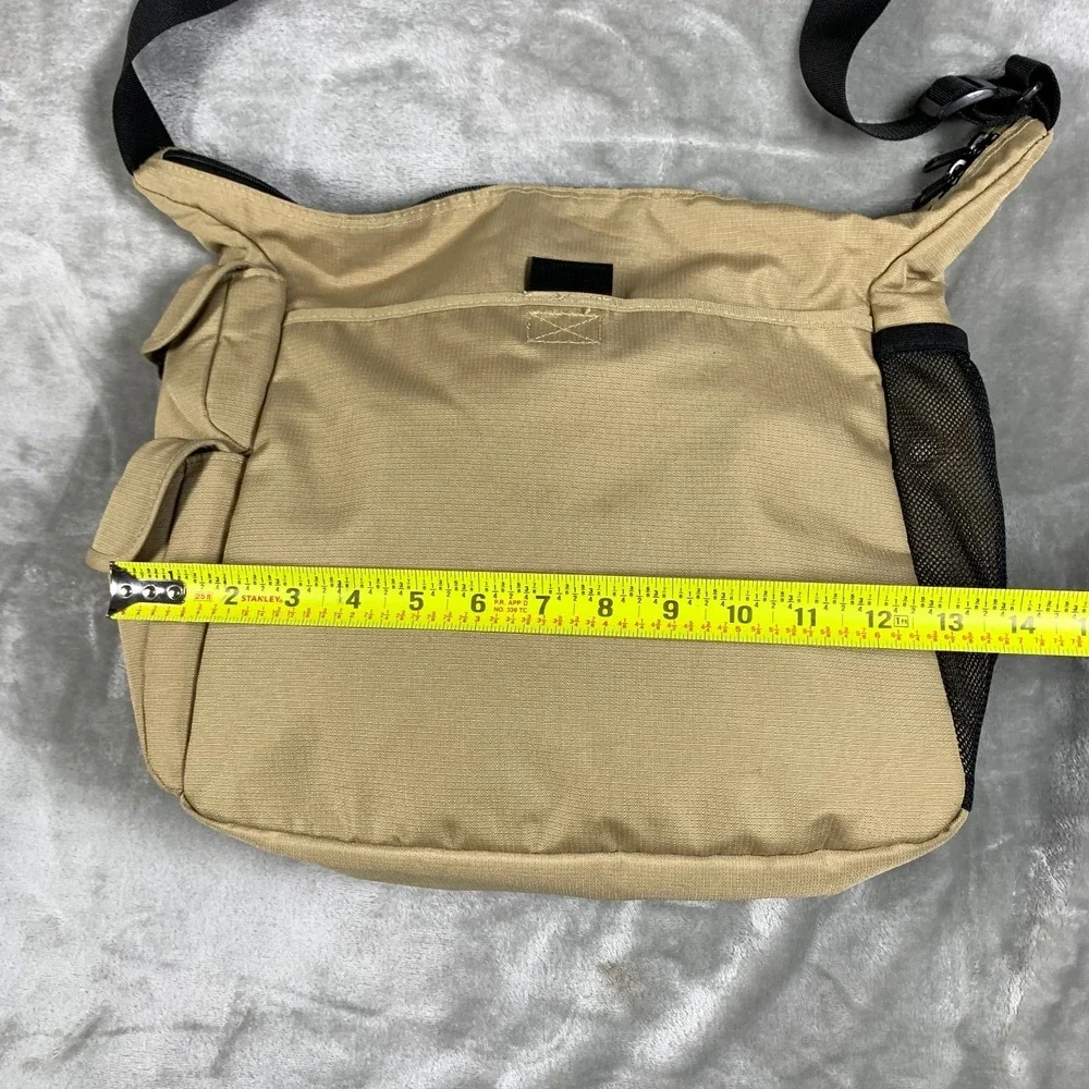 LL Bean Crossbody Messenger Bag Tan Black Satchel Travel Diaper Ripstop Nylon